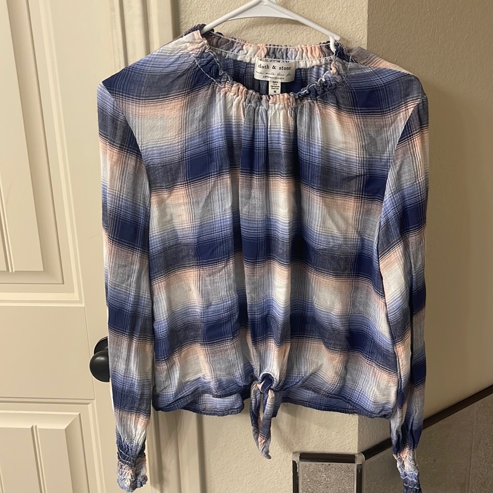 Anthropologie Cloth & Stone Mae Tie Front Blouse